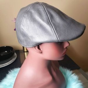 Grey Leather Hat